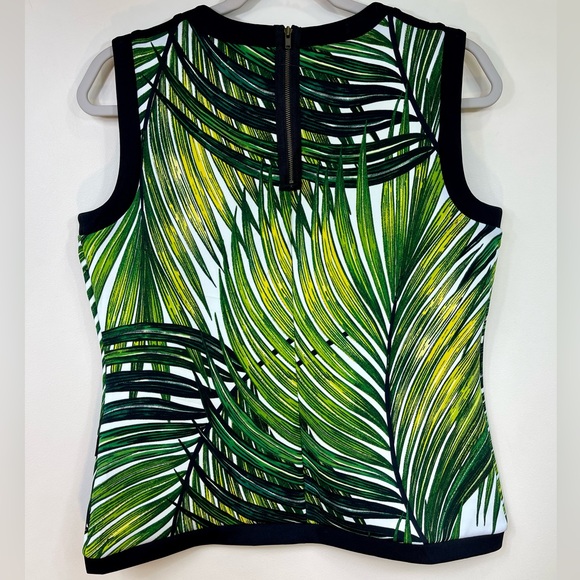 Worthington Black and Green Palm Tree Leaves Tropical Tank Top Blouse Size M - Picture 4 of 7